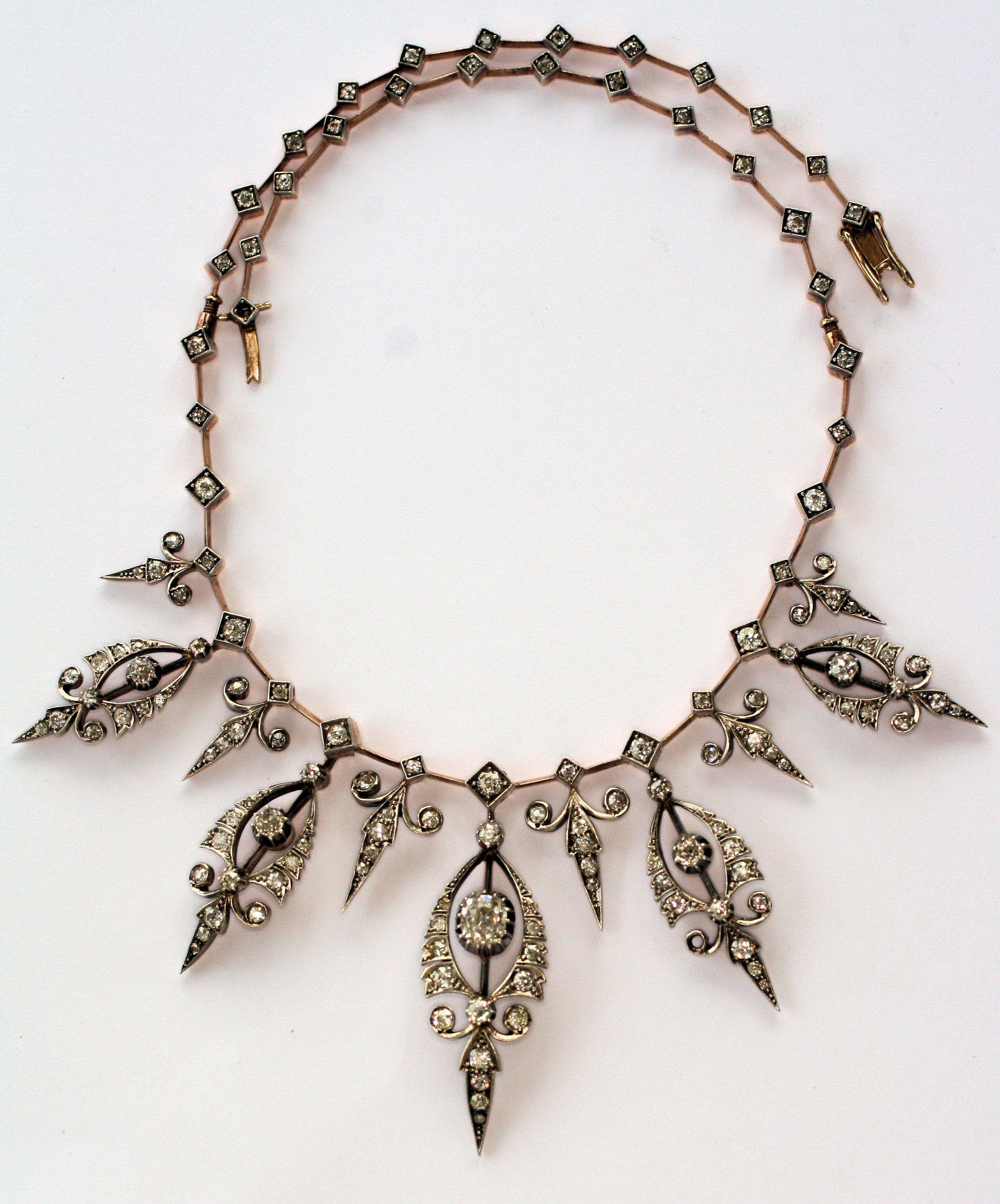 A late 19th century diamond set fringe necklace
