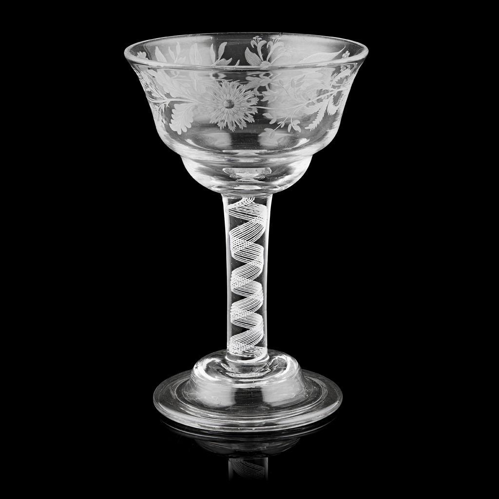 LARGE GEORGIAN ENGRAVED SWEETMEAT GLASS
