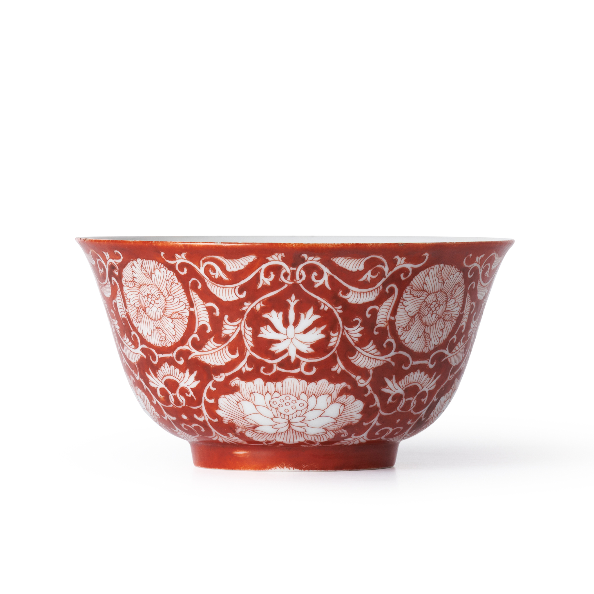 IRON-RED RESERVE-DECORATED 'FLOWER' BOWL
