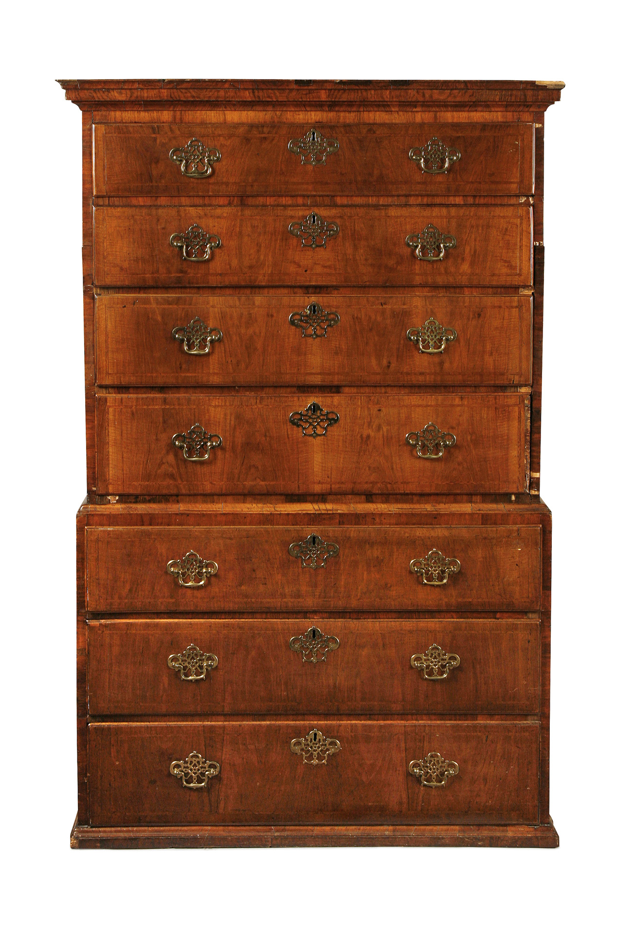 EARLY GEORGIAN WALNUT CHEST ON CHEST