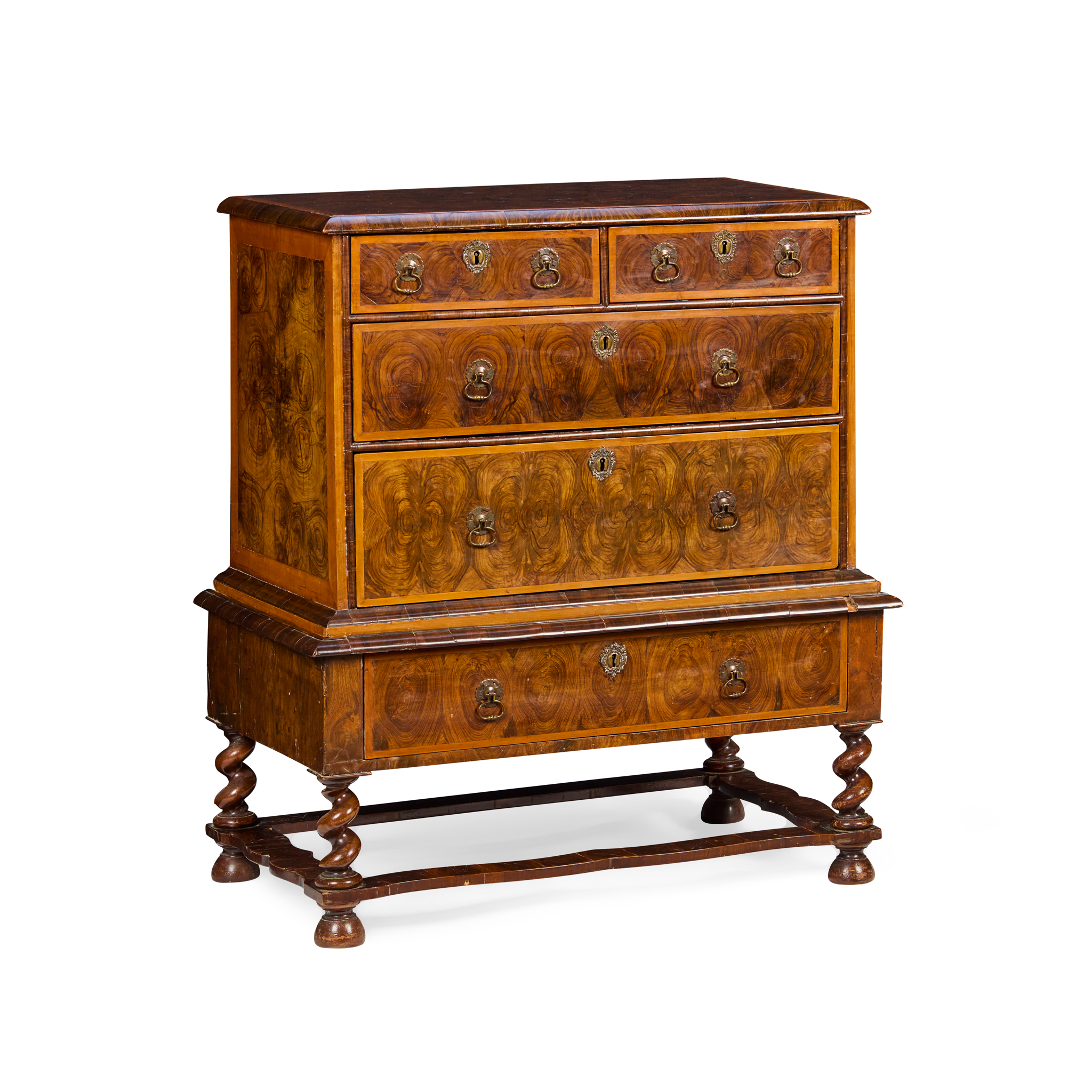 QUEEN ANNE OYSTER VENEERED CHEST-ON-STAND