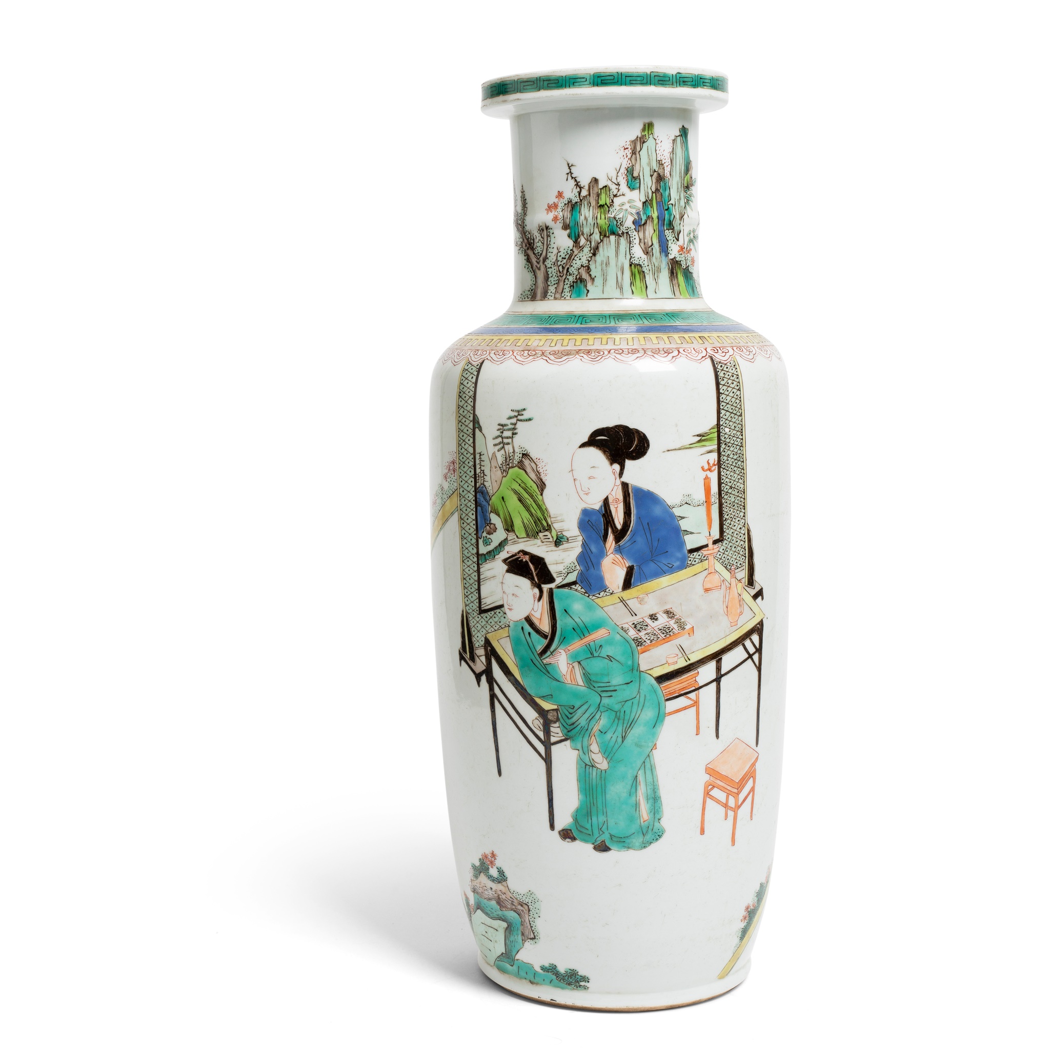 WUCAI 'SCHOLAR AT LEISURE' ROULEAU VASE