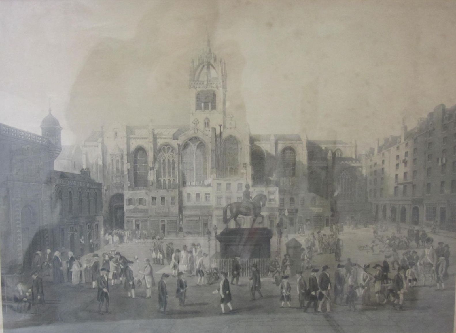 The Parliament Close & Public Characters at Edinburgh, fifty years since, etching