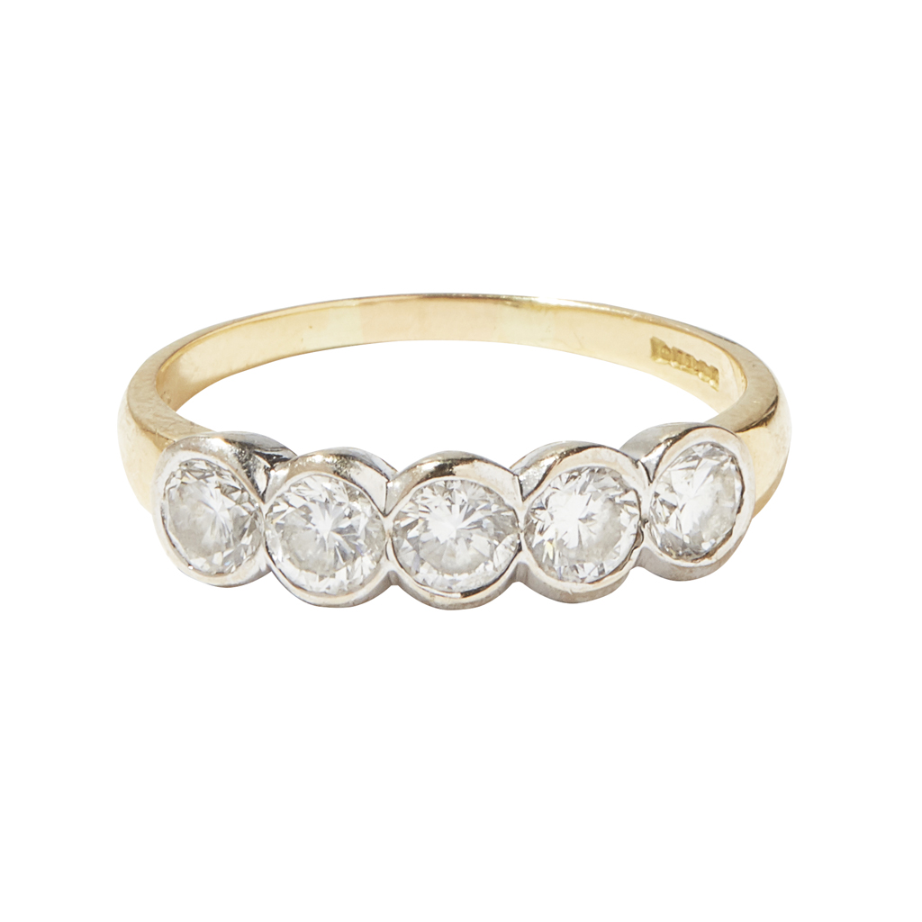 A five stone diamond set ring