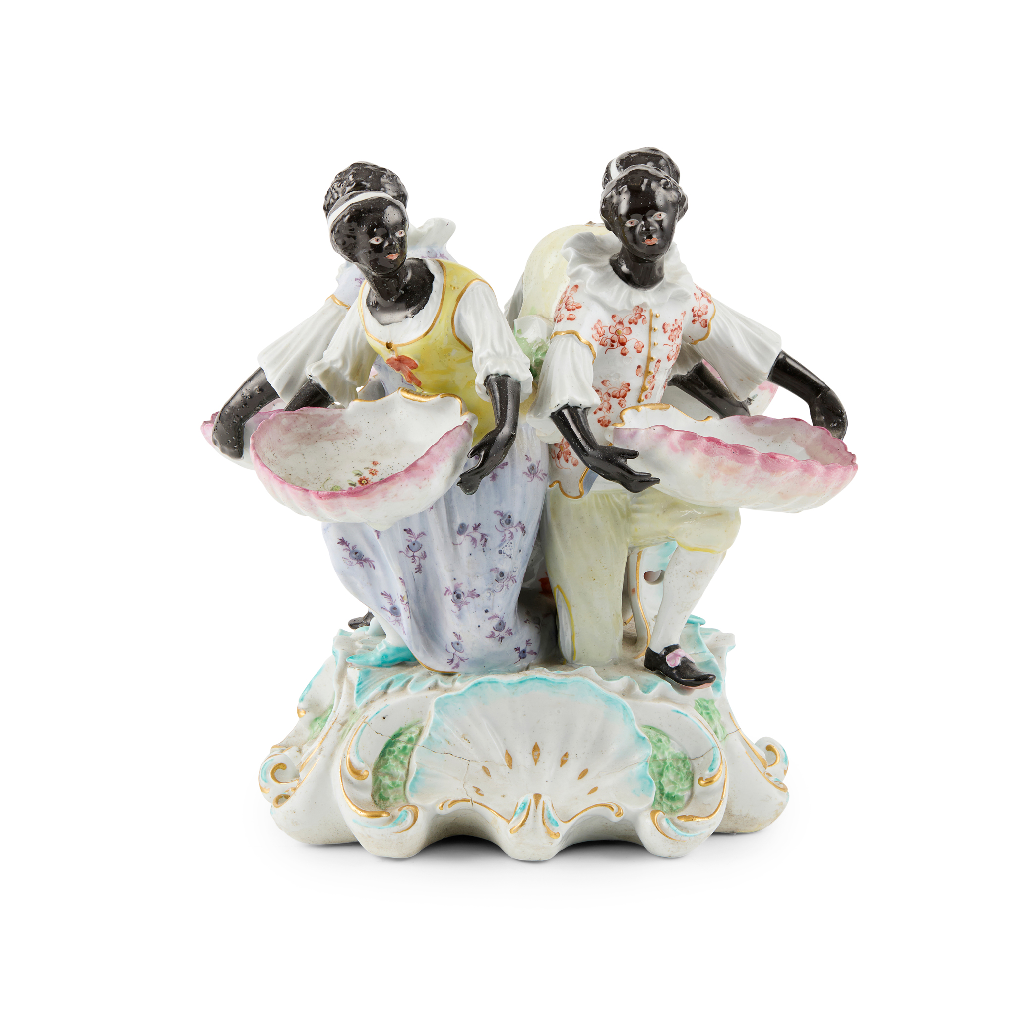 DERBY BLACKAMOOR FIGURAL CENTREPIECE OR SWEETMEAT STAND