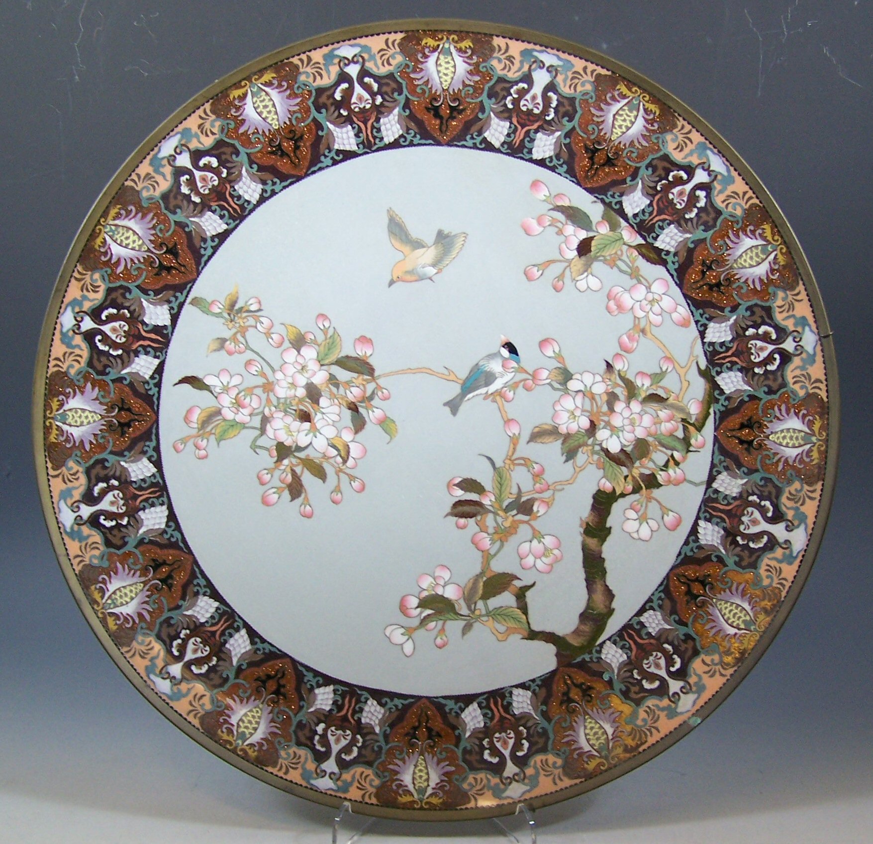A Chinese circular cloisonne saucer dish,
