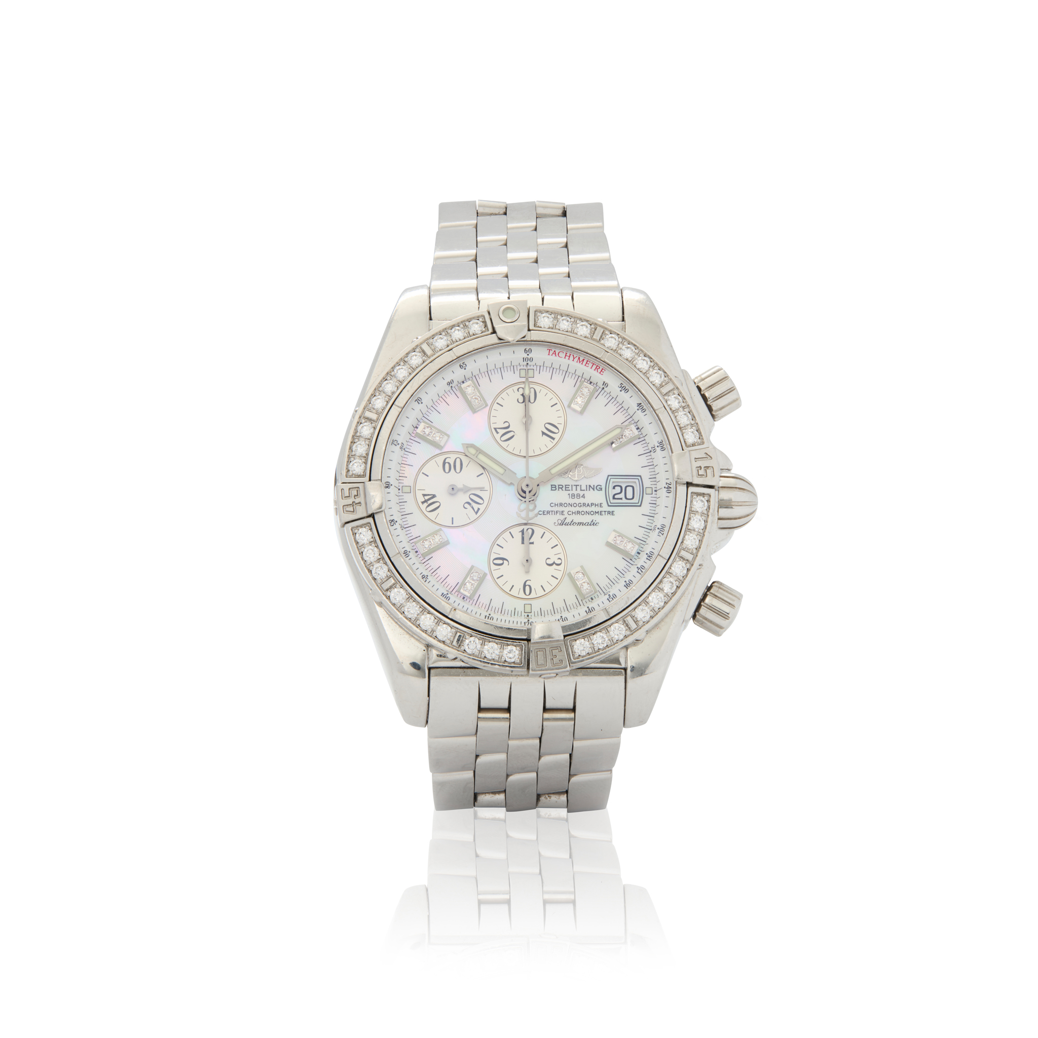 Breitling, A stainless steel and diamond-set automatic chronograph wristwatch