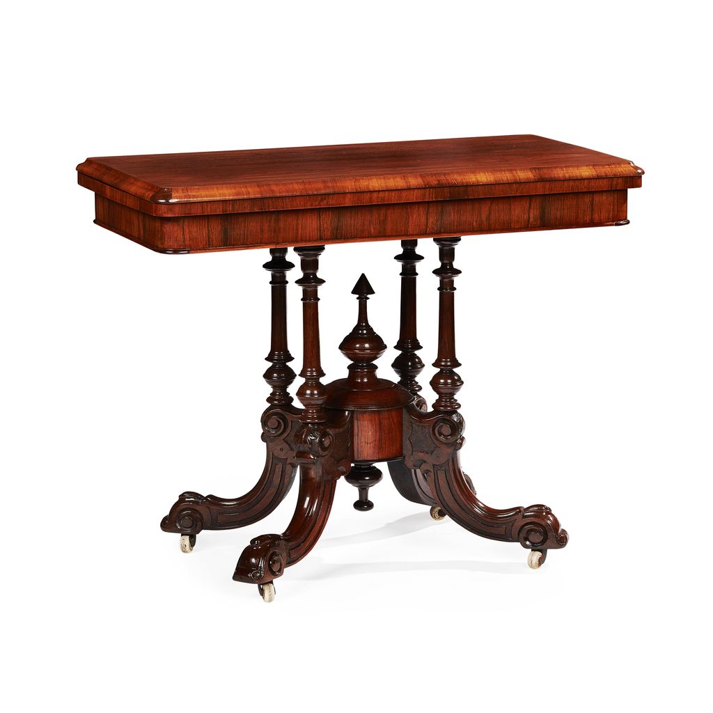 VICTORIAN ROSEWOOD FOLDOVER CARD TABLE