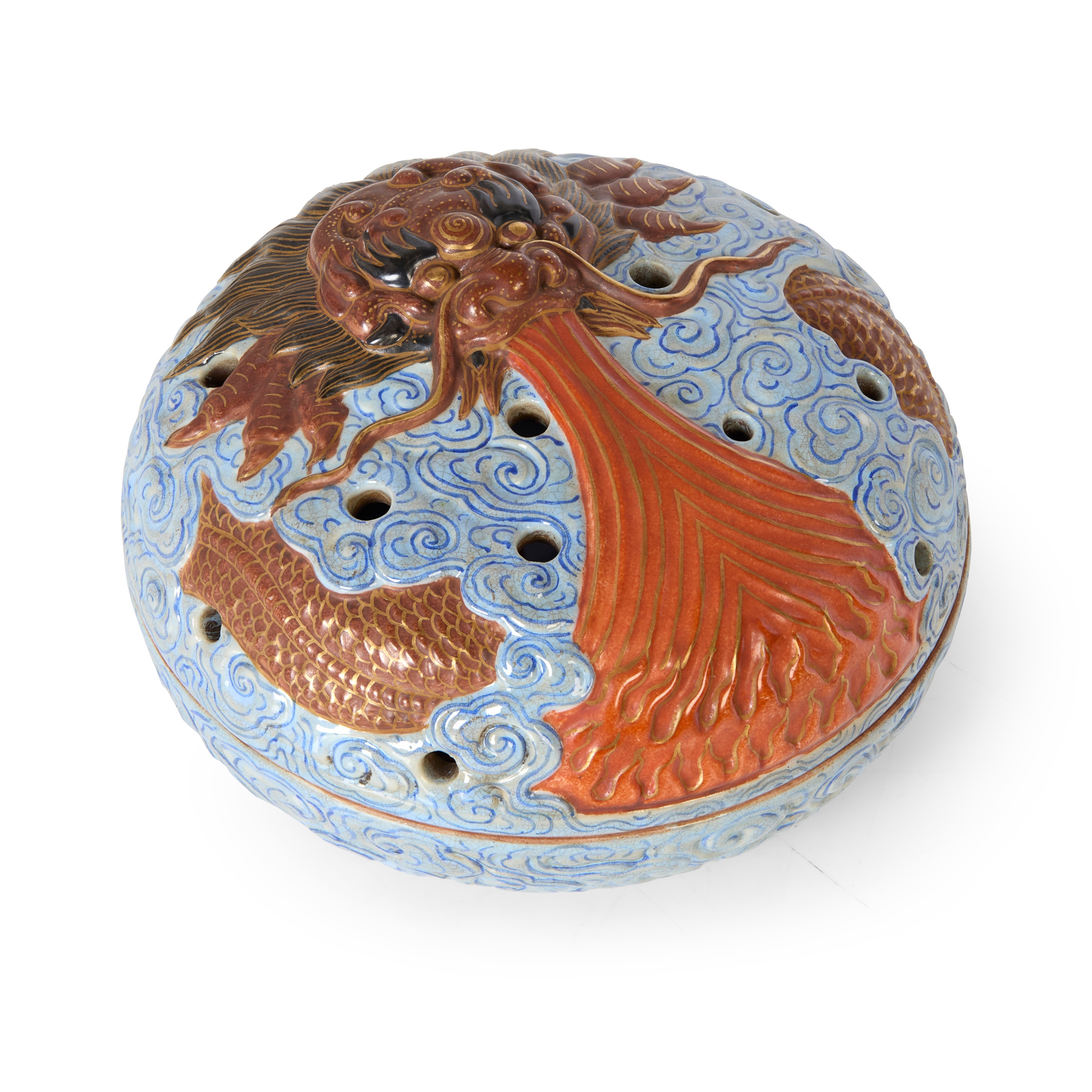 CHINESE FAMILLE ROSE 'DRAGON' INCENSE BURNER