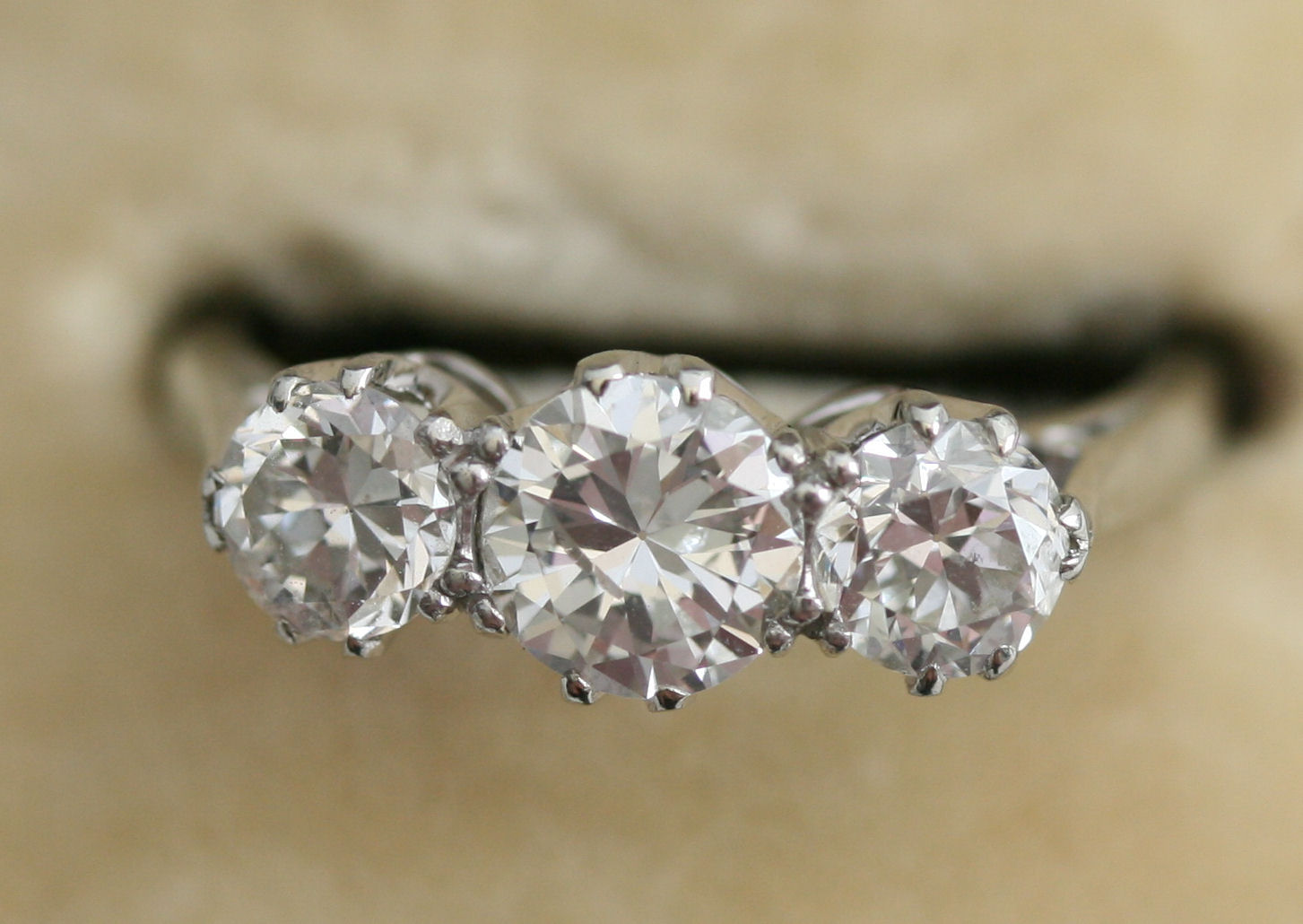 A three stone diamond ring