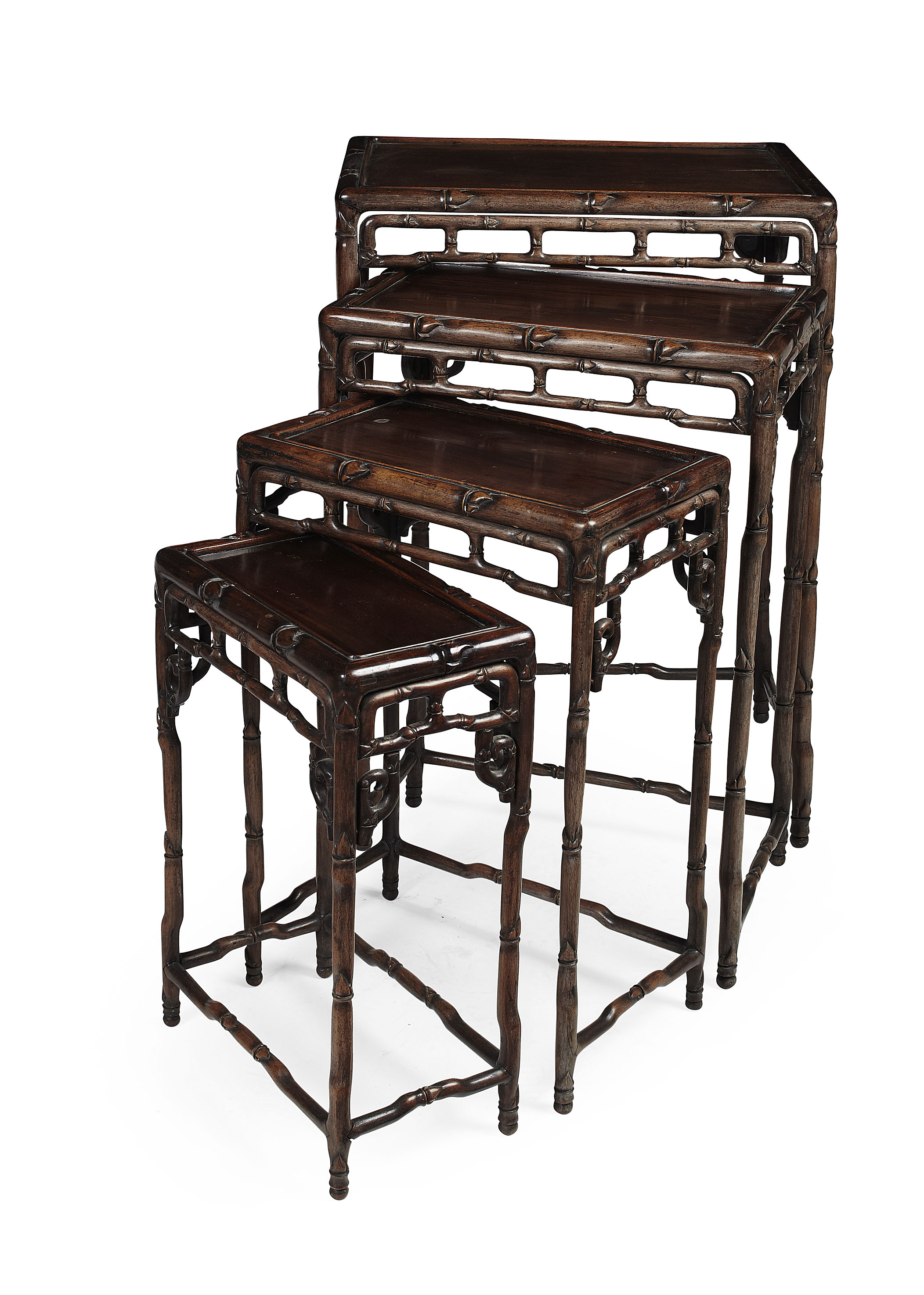 NEST OF CHINESE HARDWOOD QUARTETTO TABLES