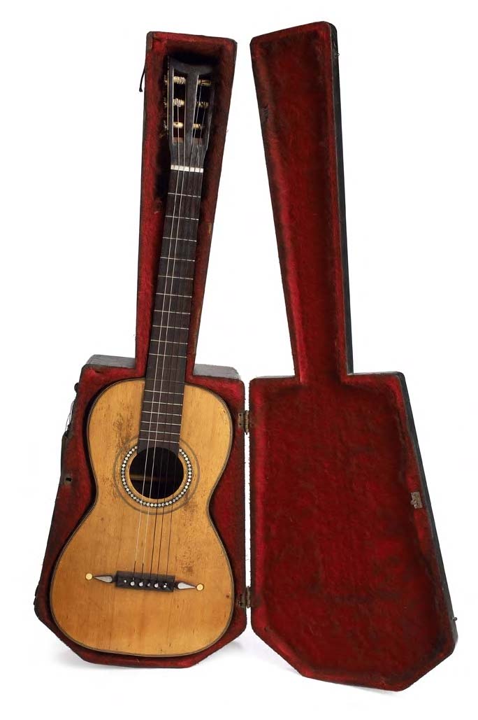 A. Guiot, London A cased guitar,