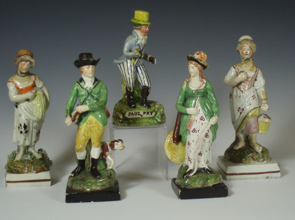 A group of five early 19th century Staffordshire creamware figures