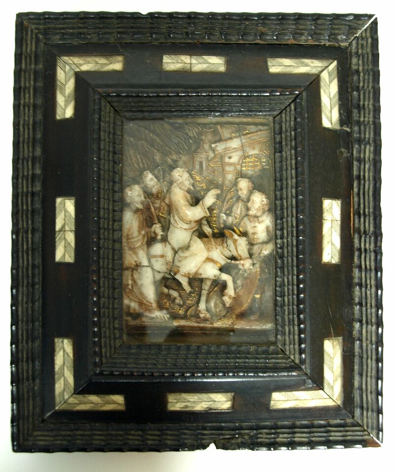 An alabaster plaquette of Christ entering Jerusalem Possibly Nottingham alabaster