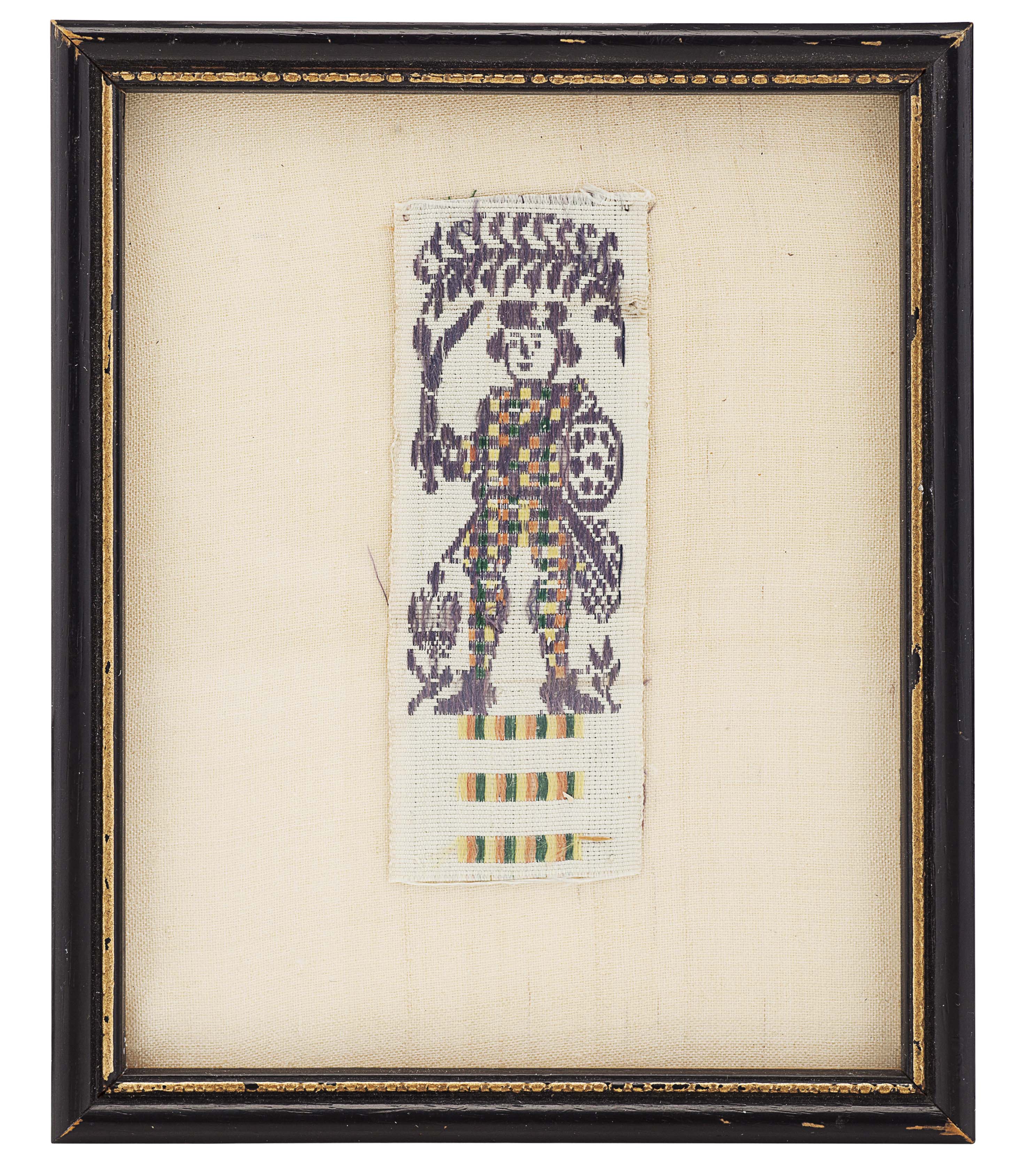 A framed section of Jacobite ribbon