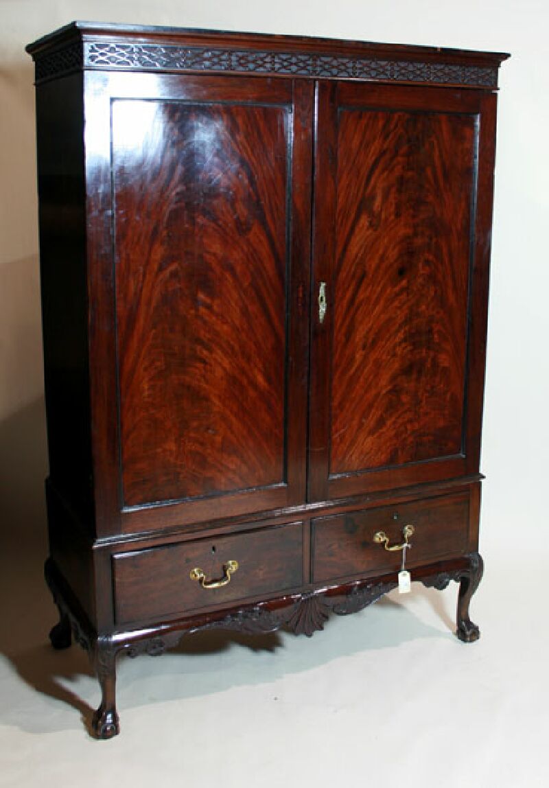 A Georgian mahogany wardrobe possibly Irish