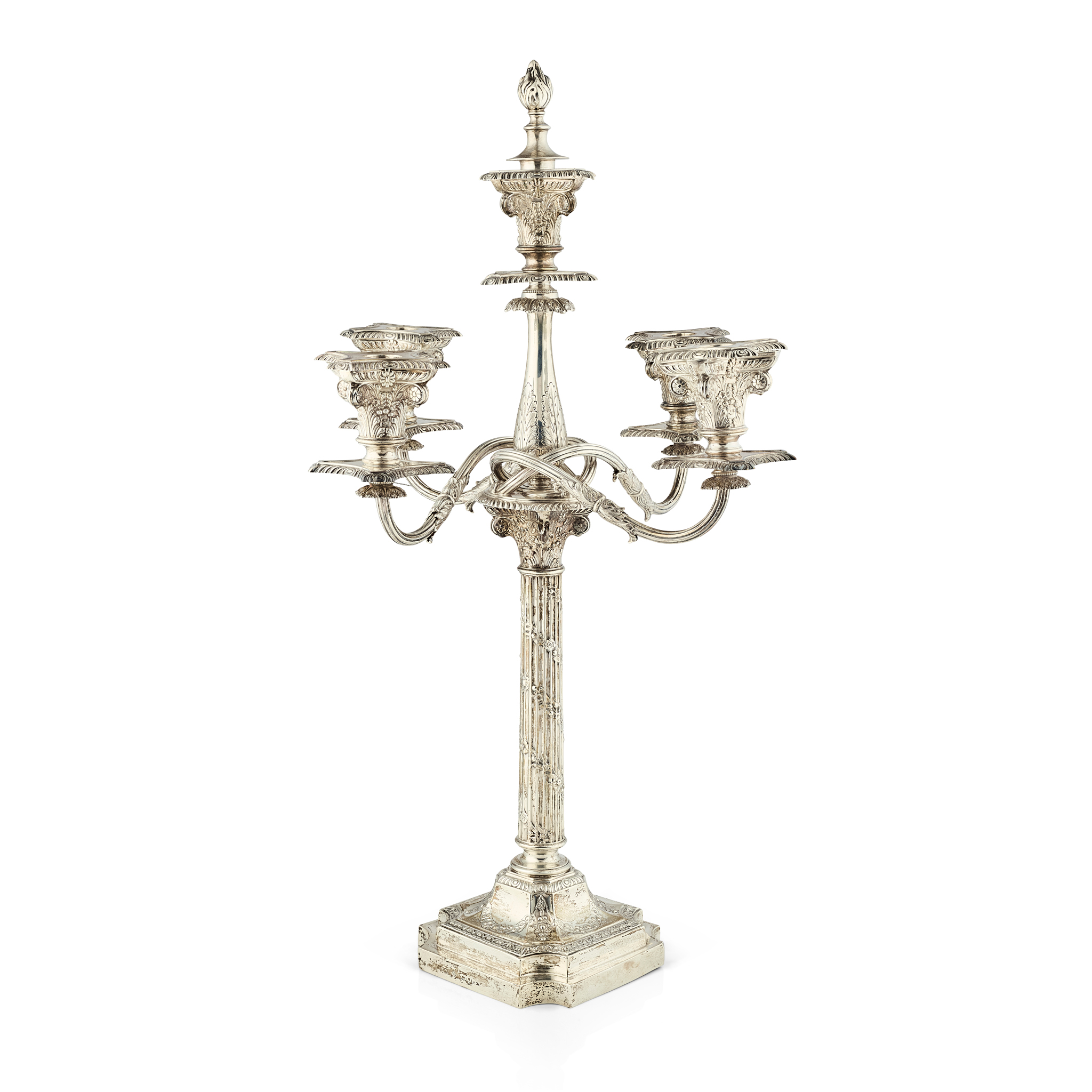 A LARGE LATE VICTORIAN FIVE LIGHT CANDELABRA