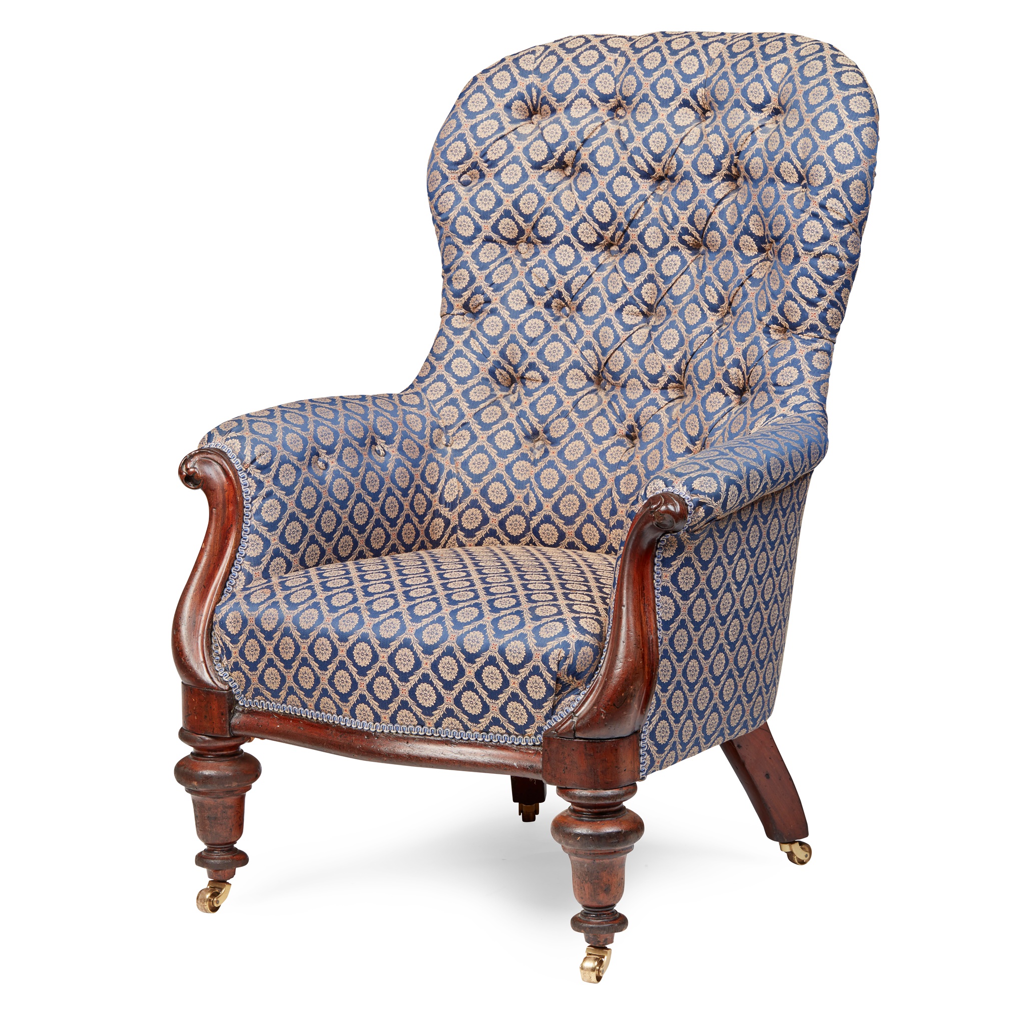 EARLY VICTORIAN ROSEWOOD LIBRARY ARMCHAIR