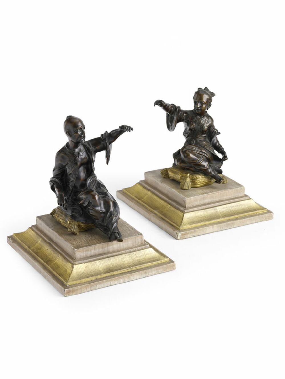 A pair of late 19th century bronze figures