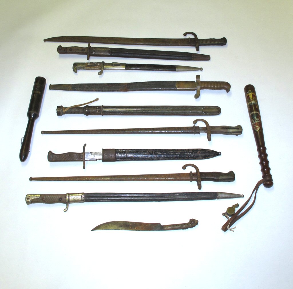 TWO PAINTED POLICE TRUNCHEONS