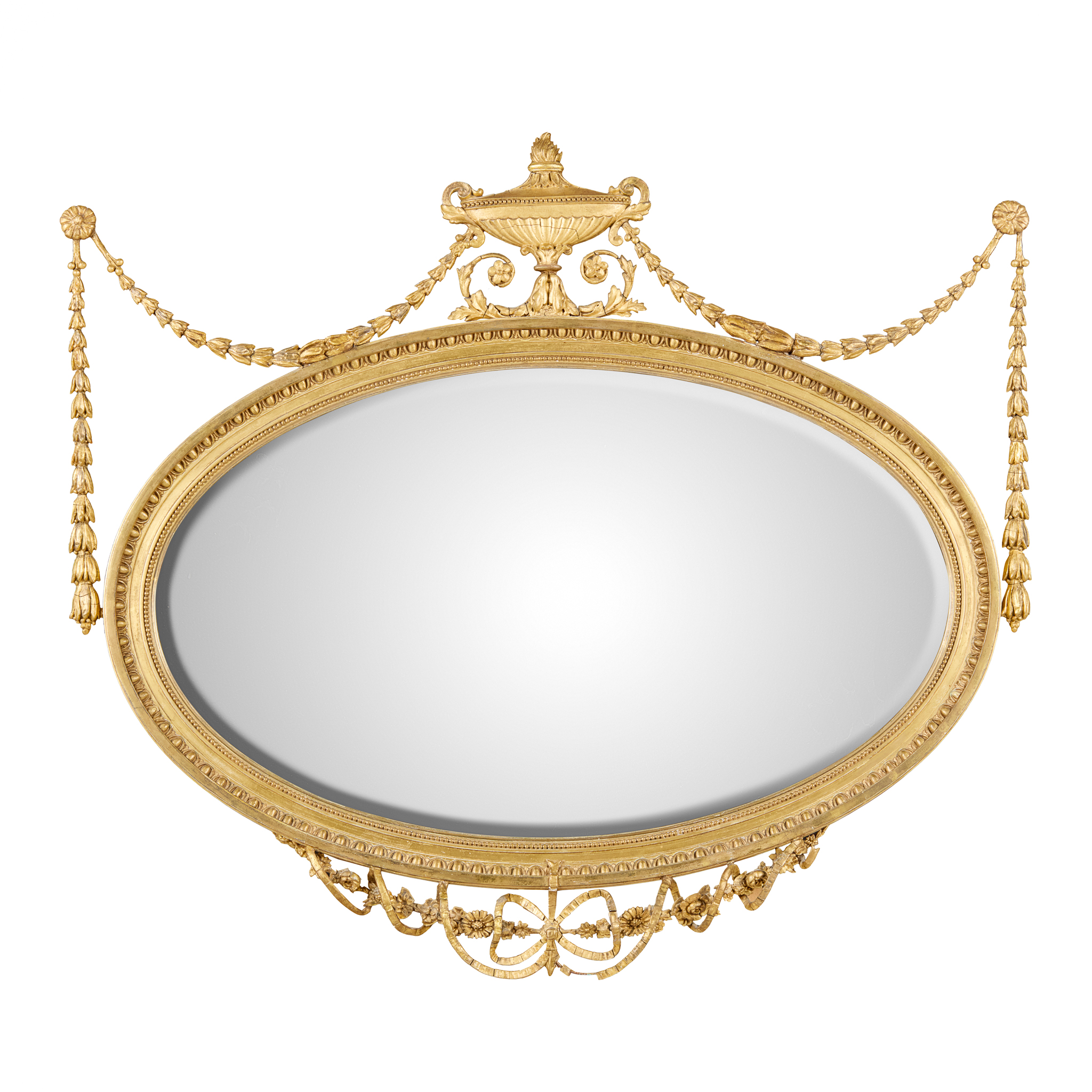 GEORGE III STYLE OVAL GILTWOOD AND GESSO MIRROR