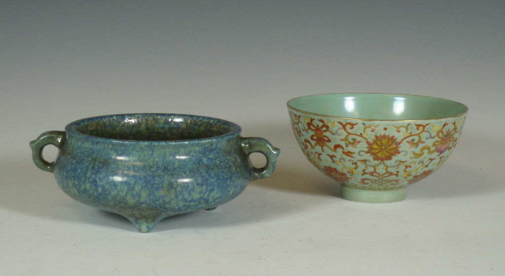 A Chinese blue robin's egg glazed vessel