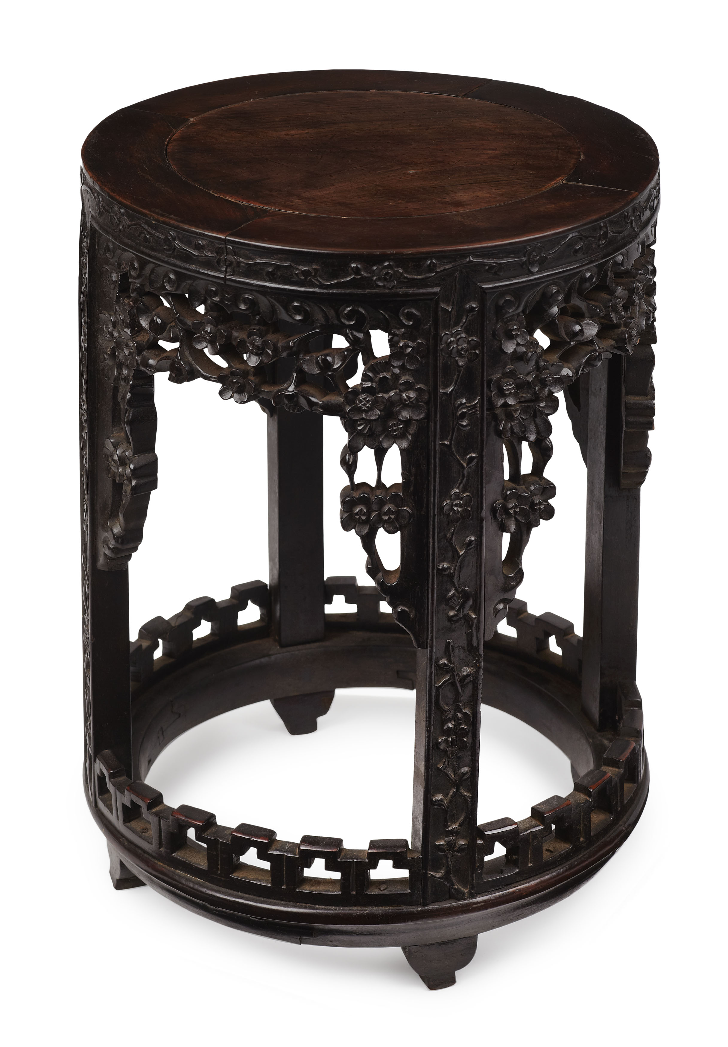 CHINESE CARVED HARDWOOD STOOL