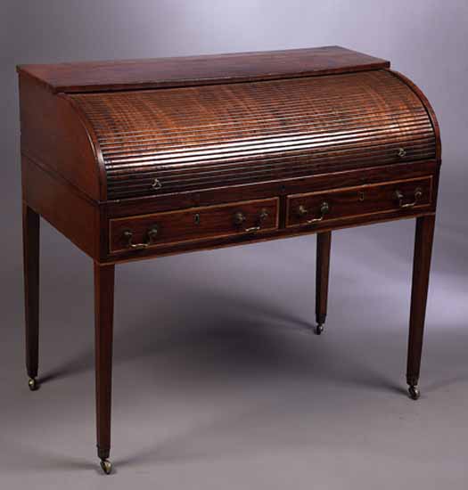 A George III mahogany tambour fronted writing desk
