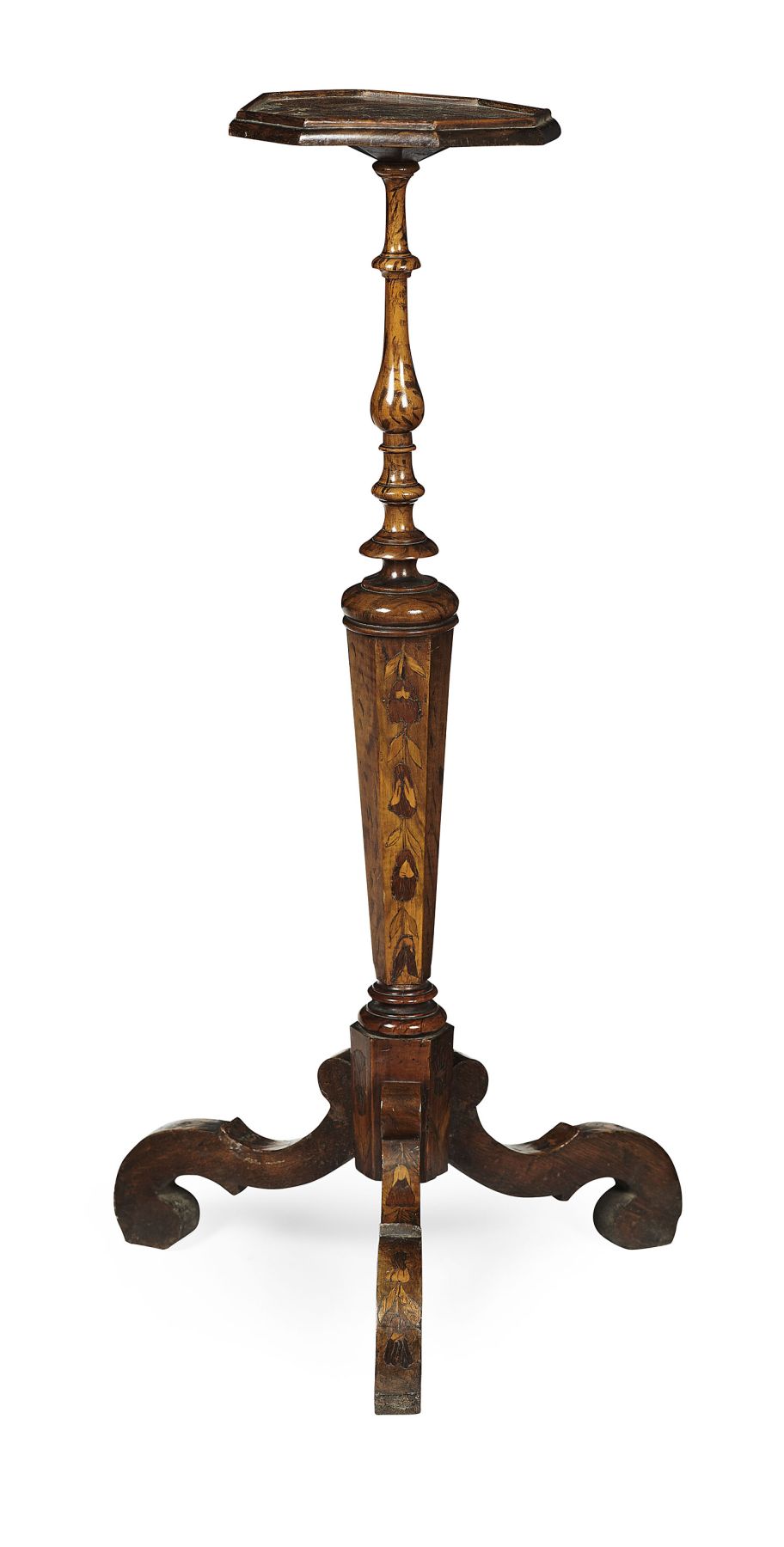 WILLIAM & MARY WALNUT MARQUETRY TORCHERE STAND
