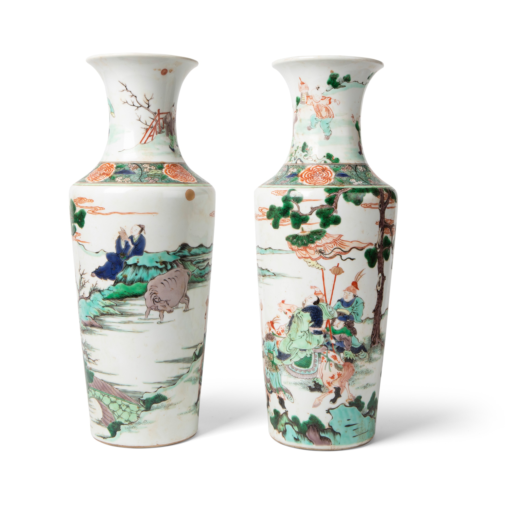 PAIR OF WUCAI VASES