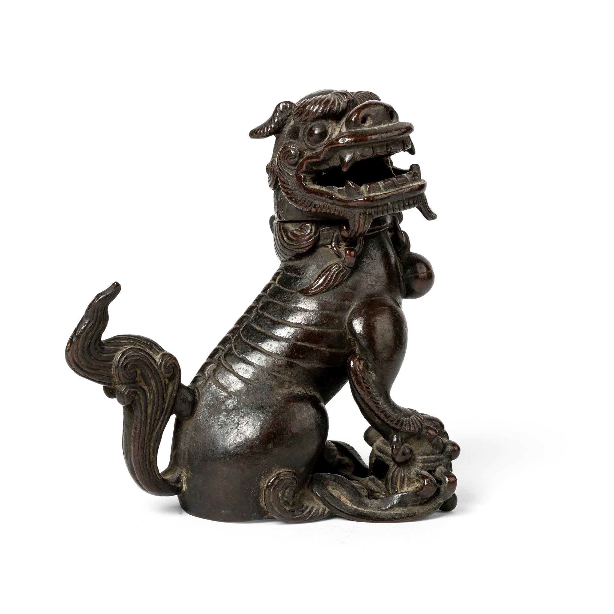 BRONZE CENSER IN THE FORM OF A BUDDHIST LION-DOG