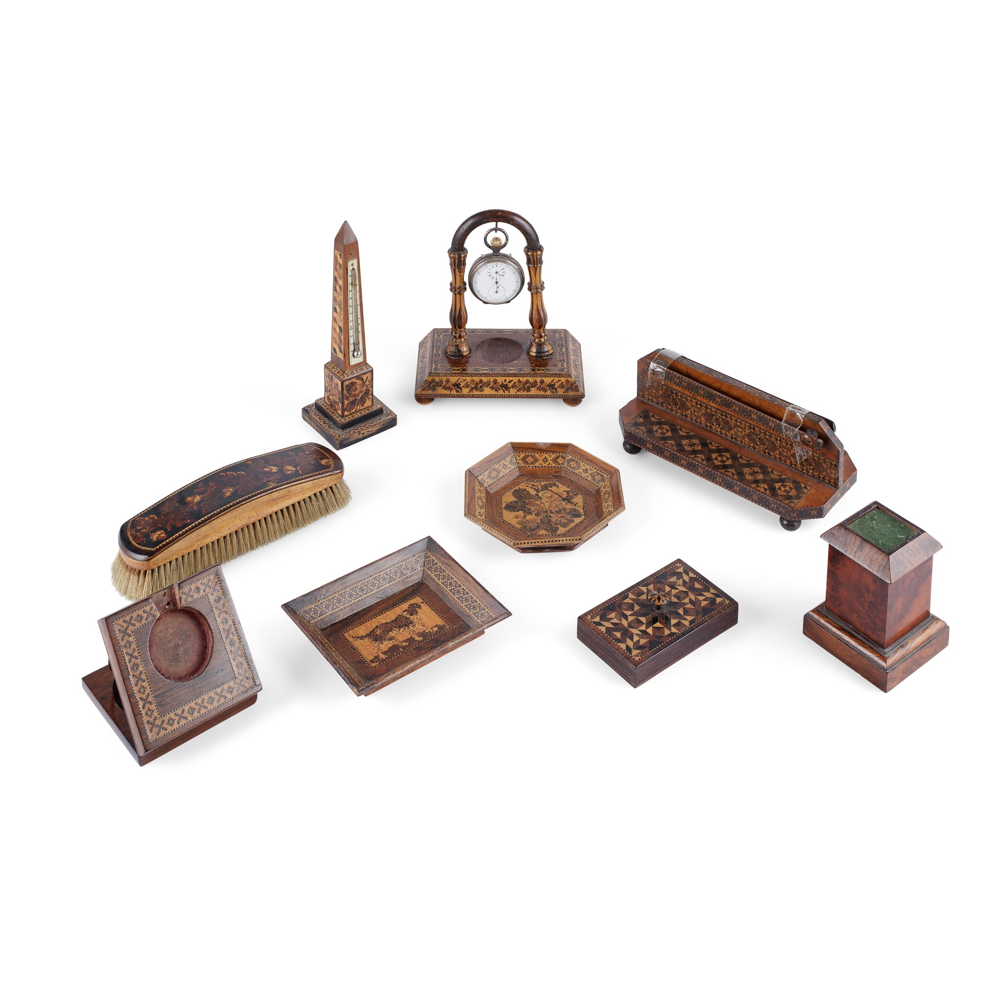 COLLECTION OF TUNBRIDGE WARE DESK ITEMS