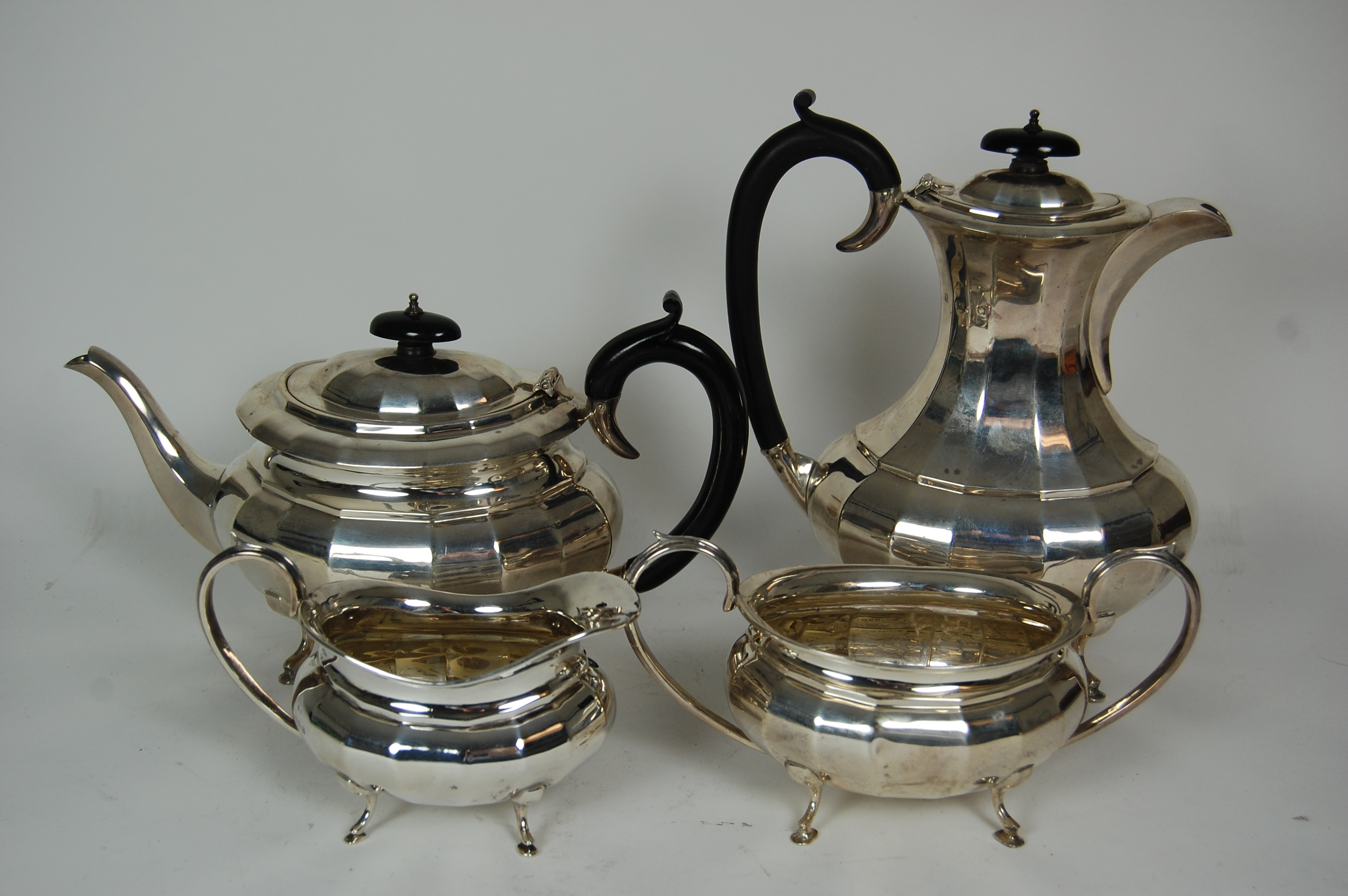 A modern four piece tea and coffee service