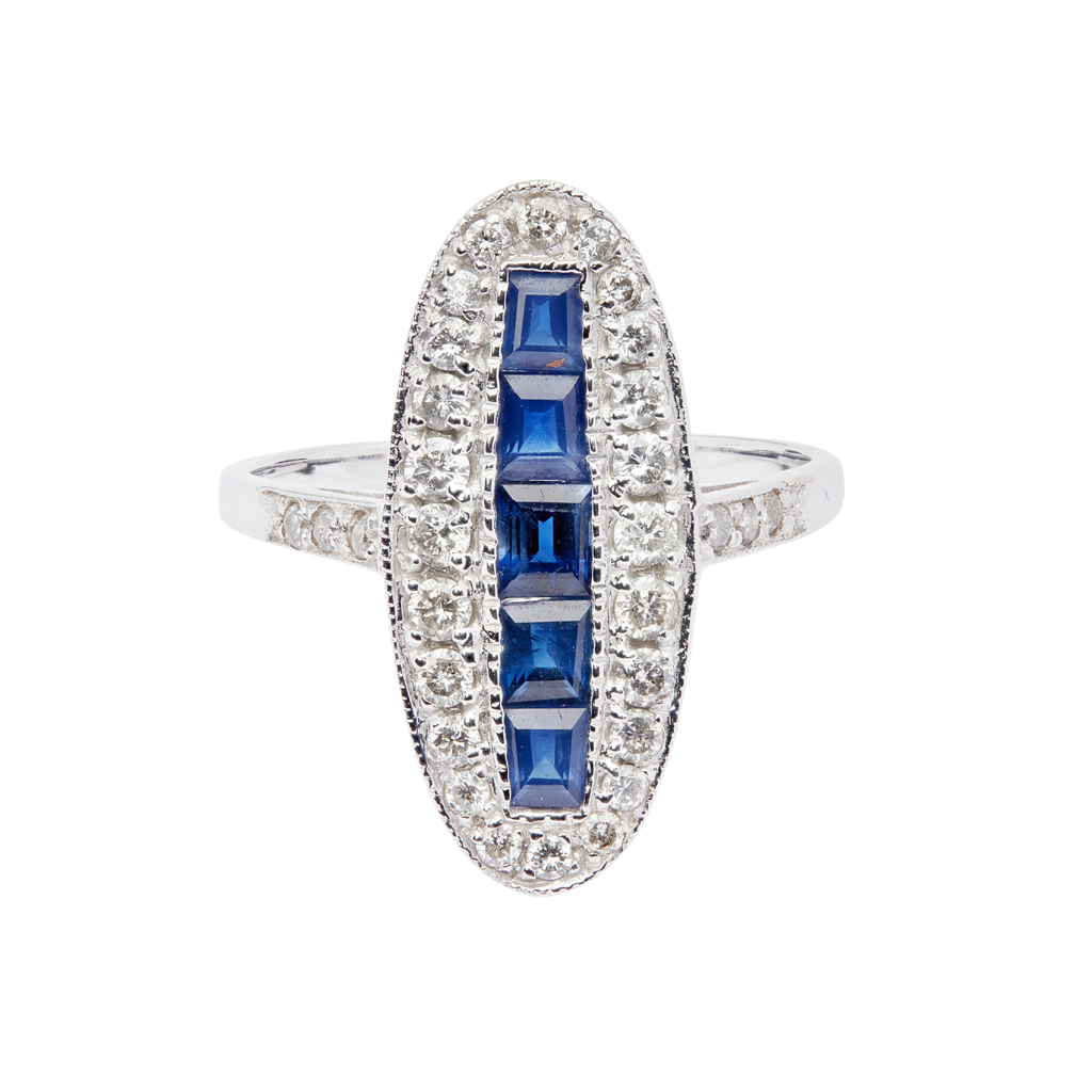 A sapphire and diamond set cluster ring