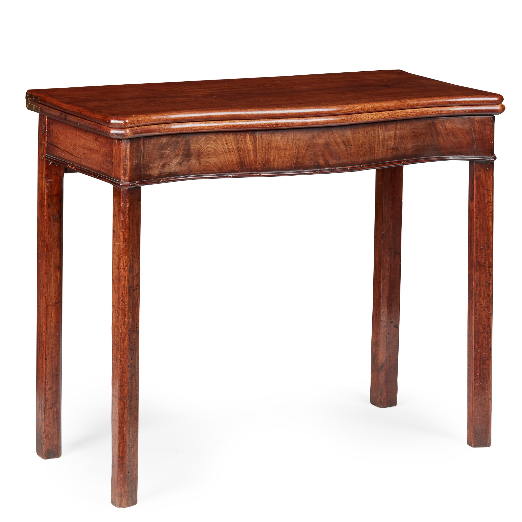 GEORGE III MAHOGANY SERPENTINE TEA TABLE