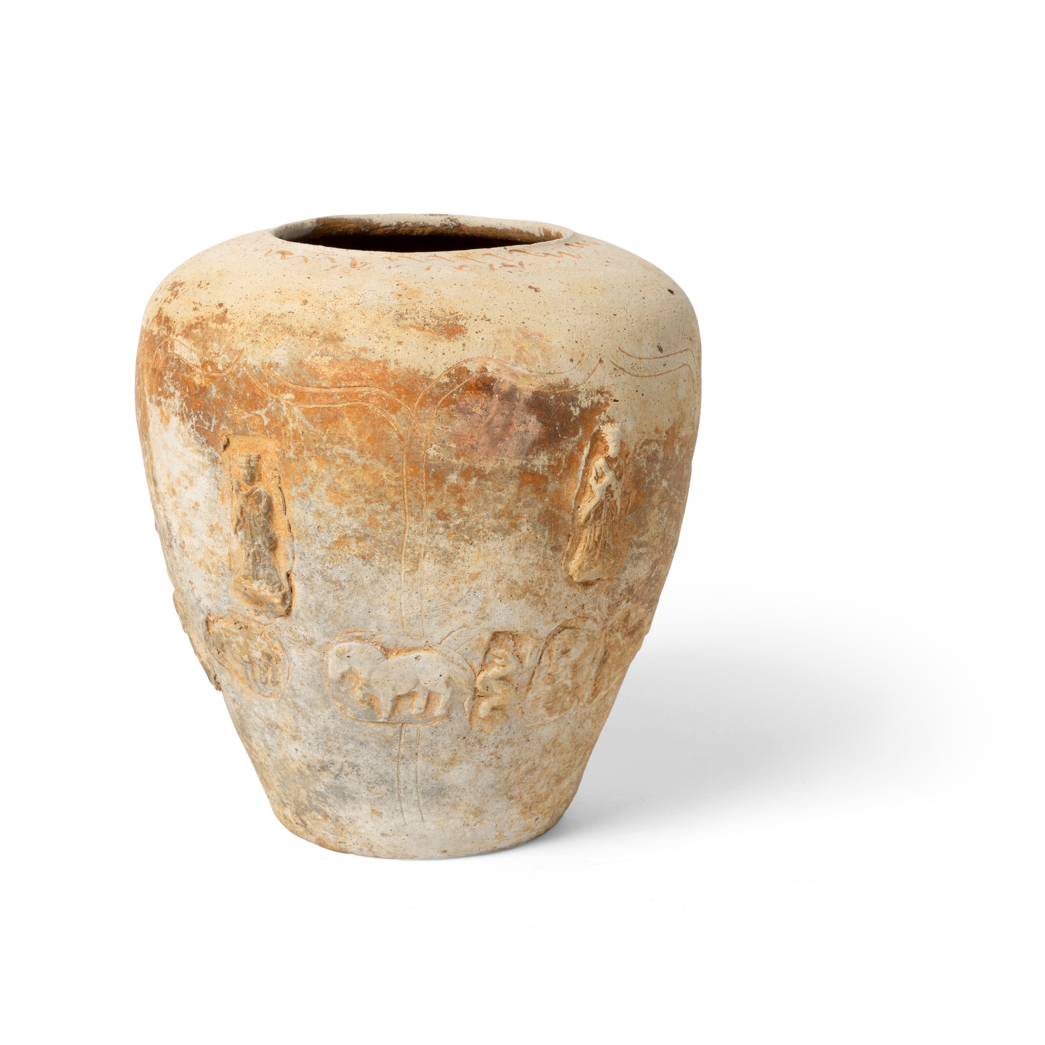 EARTHENWARE APPLIQUE JAR