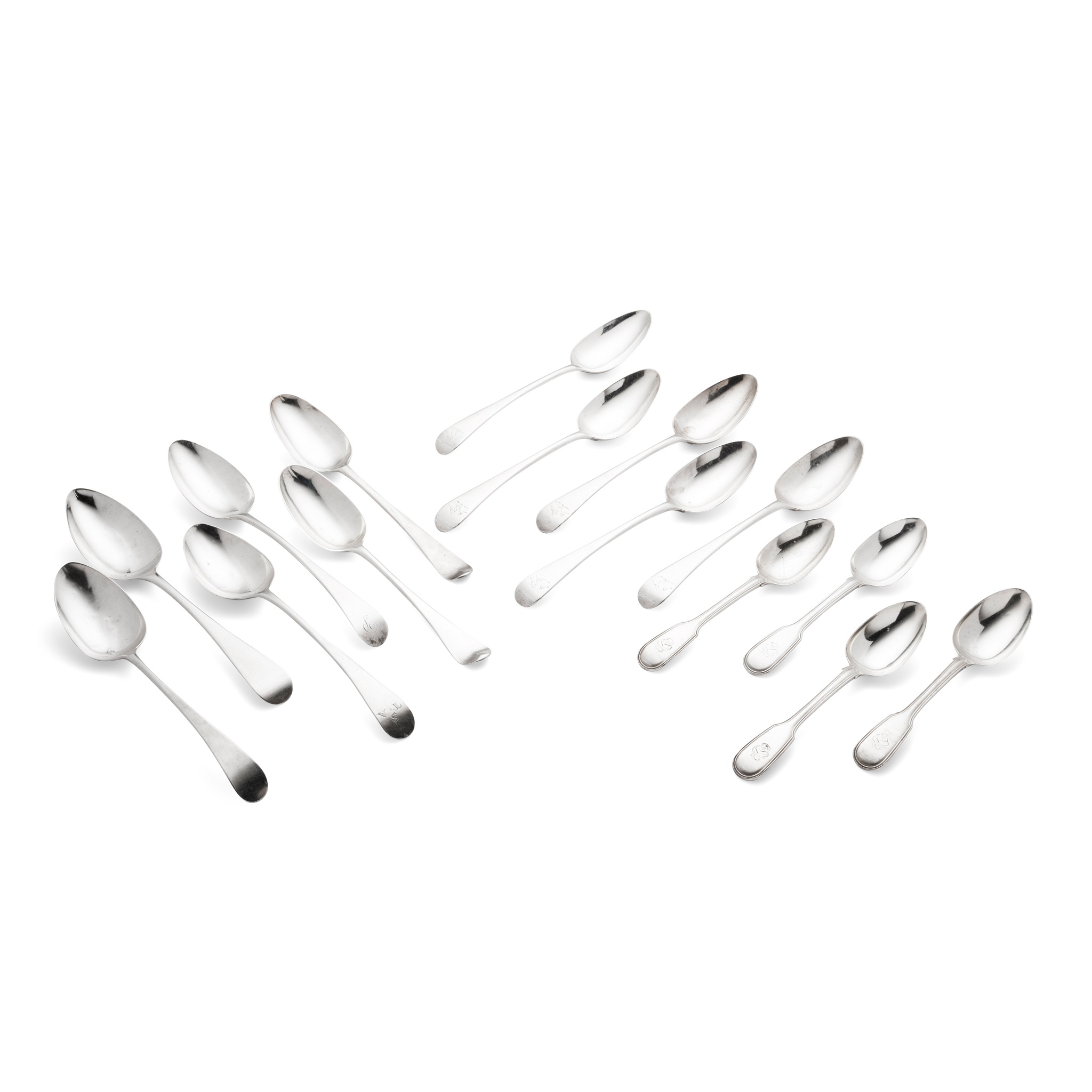 A set of six George II tablespoons