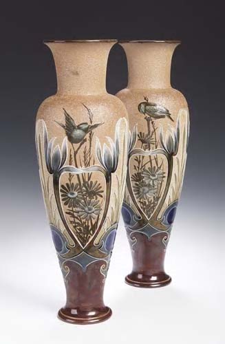 A pair of Doulton Lambeth stoneware vases,