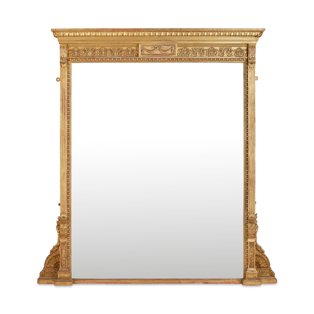 VICTORIAN GILTWOOD AND GESSO OVERMANTLE MIRROR
