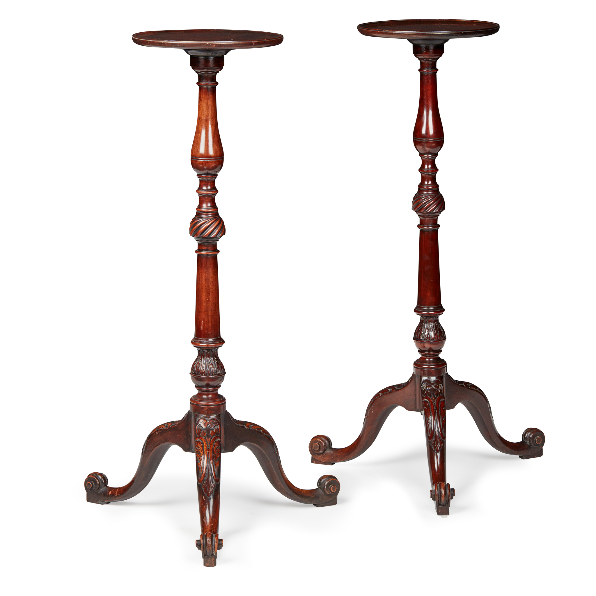 PAIR OF GEORGIAN STYLE MAHOGANY TORCHERE STANDS