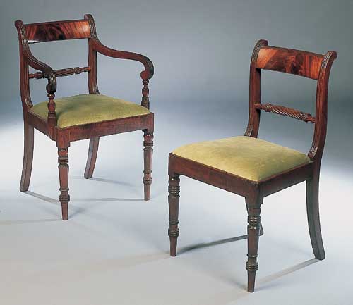 A set of ten Regency mahogany dining chairs