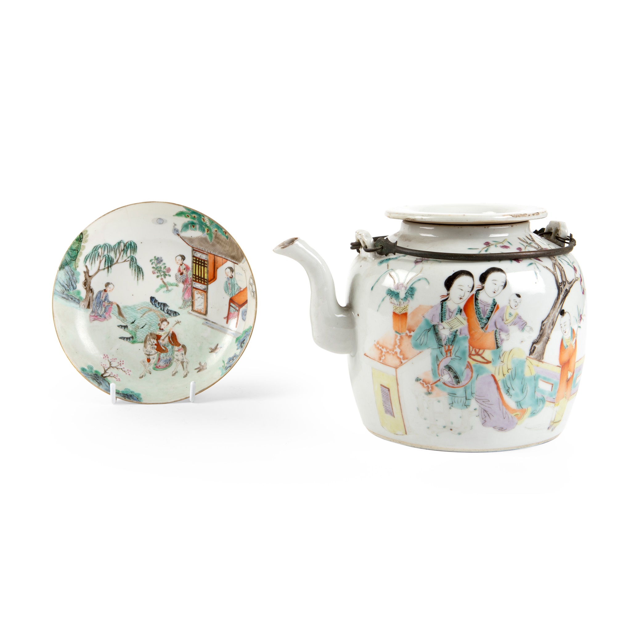 TWO FAMILLE ROSE 'LADY' WARES