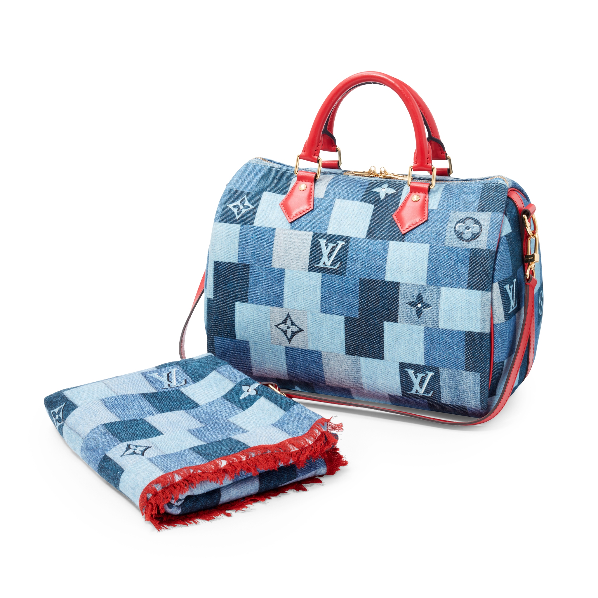 Louis Vuitton: A Denim Speedy 30 Bandouliere Bag