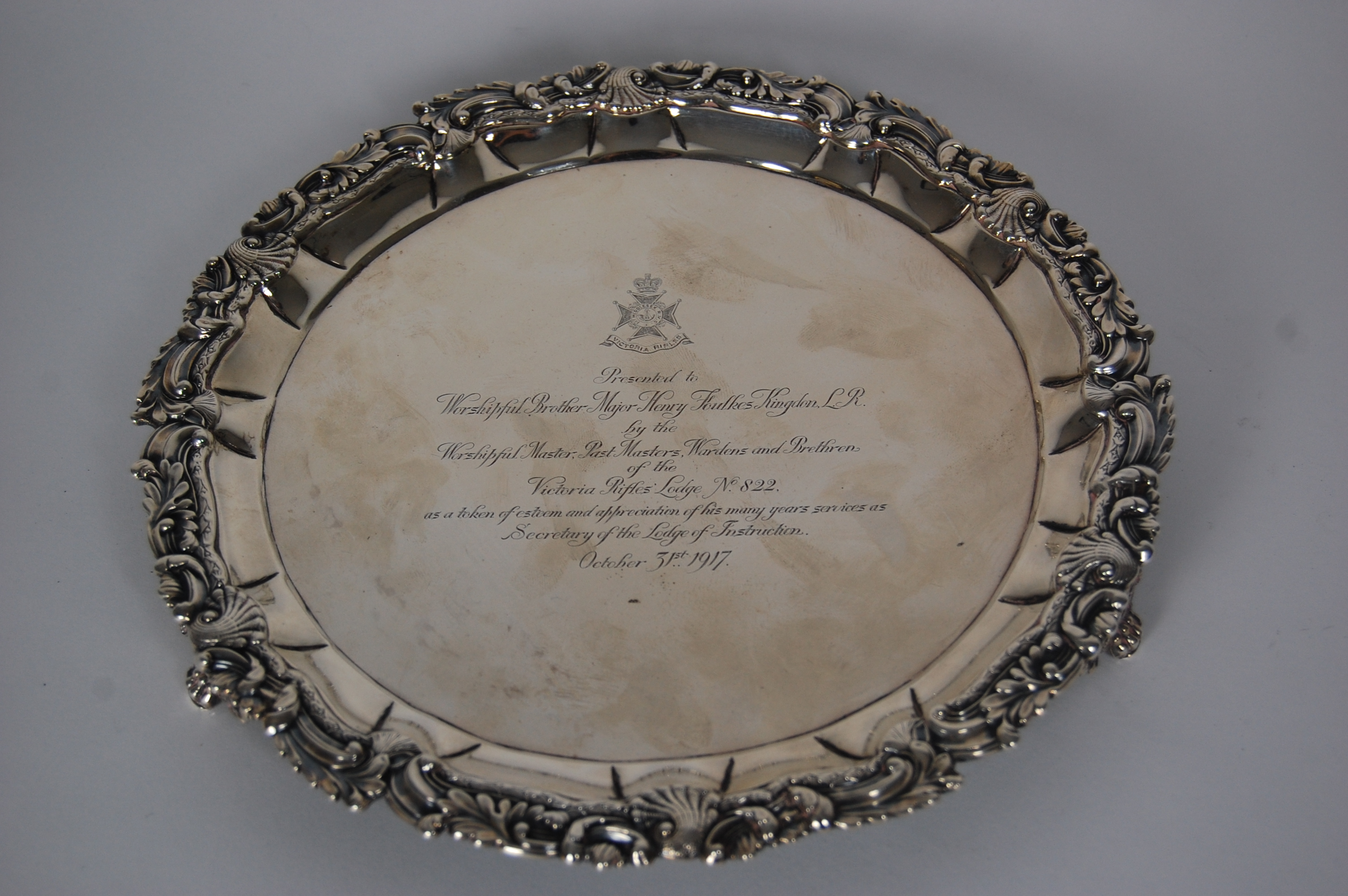 Military and Masonic interest - A George III presentation salver