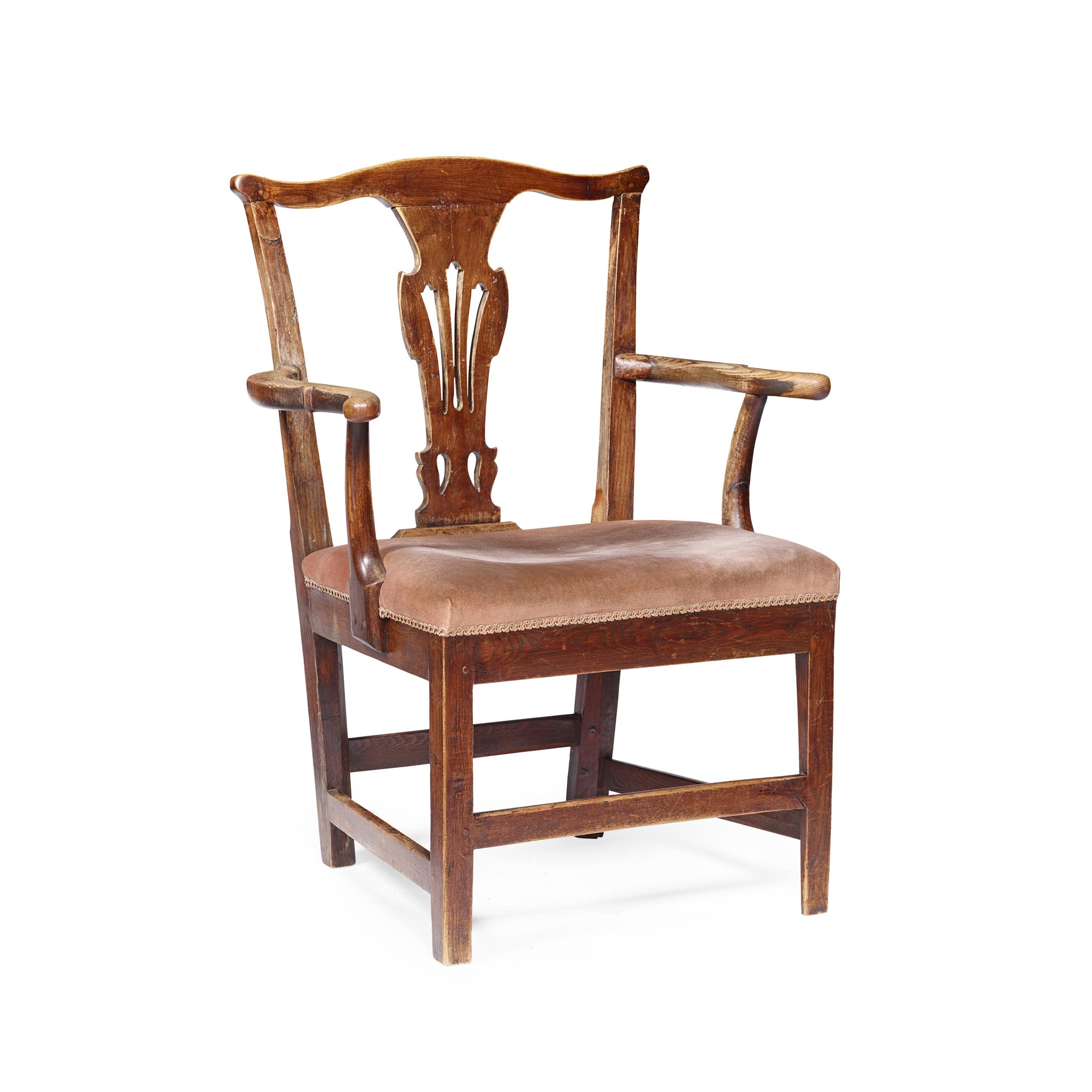 GEORGE III PROVINCIAL ELM AND ASH ARMCHAIR
