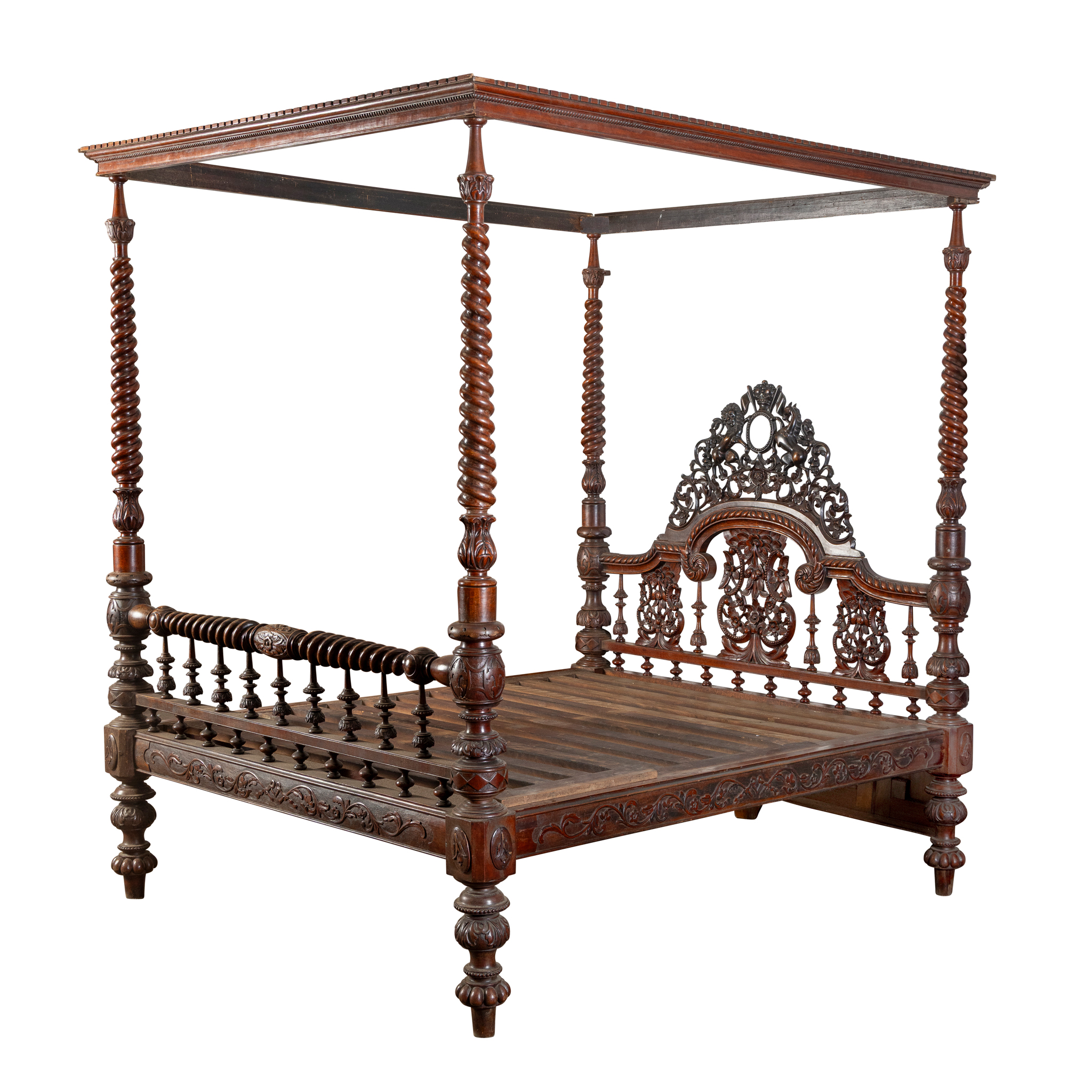 A MAHOGANY FOUR POSTER BED