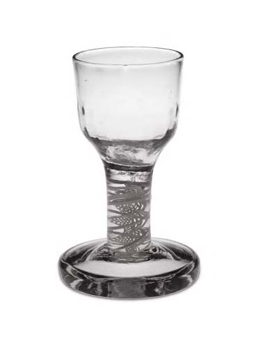 An opaque twist stem firing glass, circa 1770,