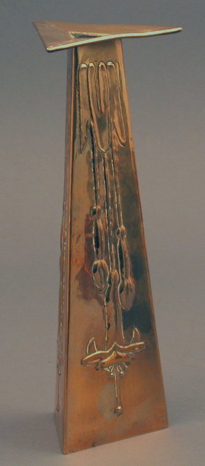 A Scottish School brass spill vase