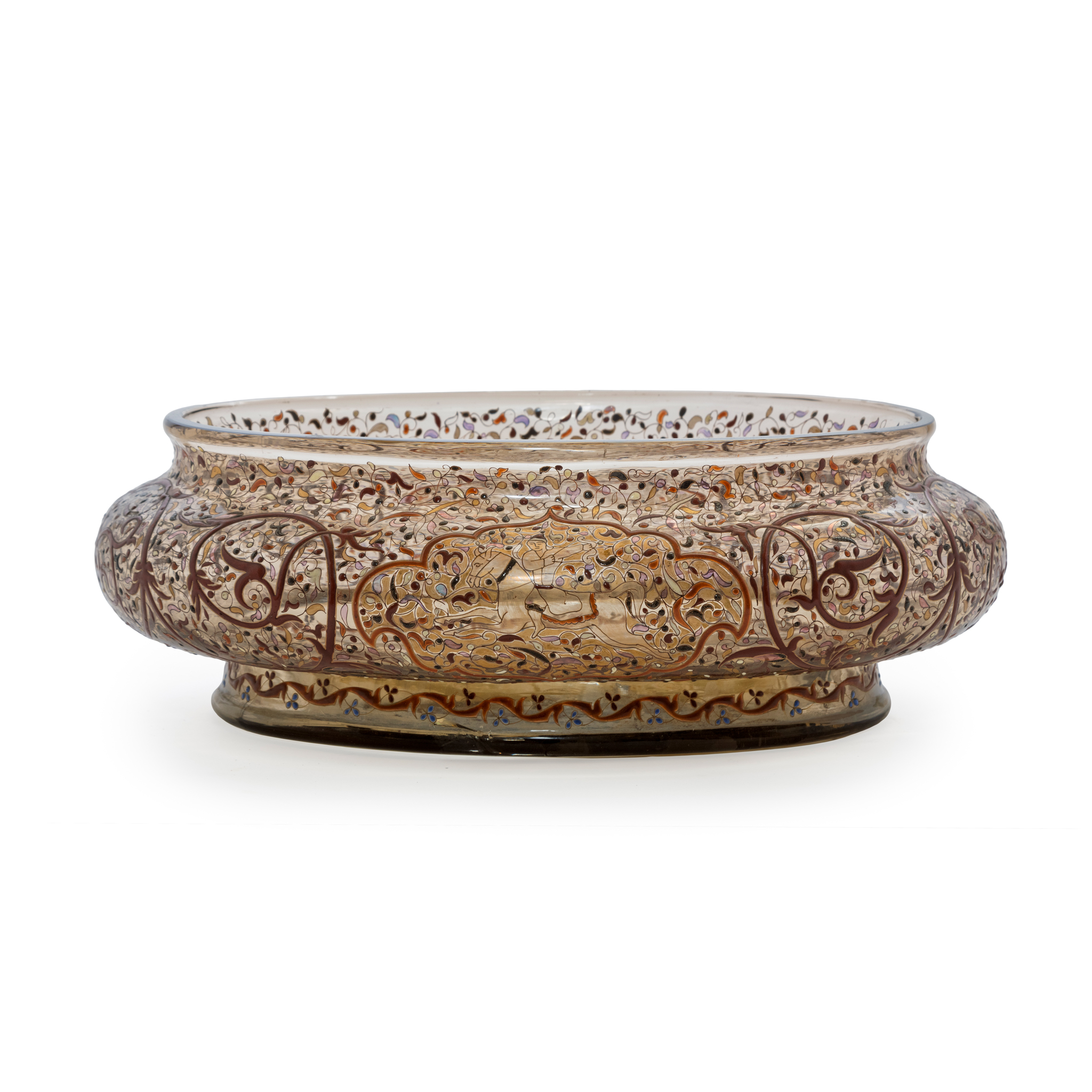 A LARGE 'GALLE' ISLAMIC-STYLE ENAMEL GLASS BOWL