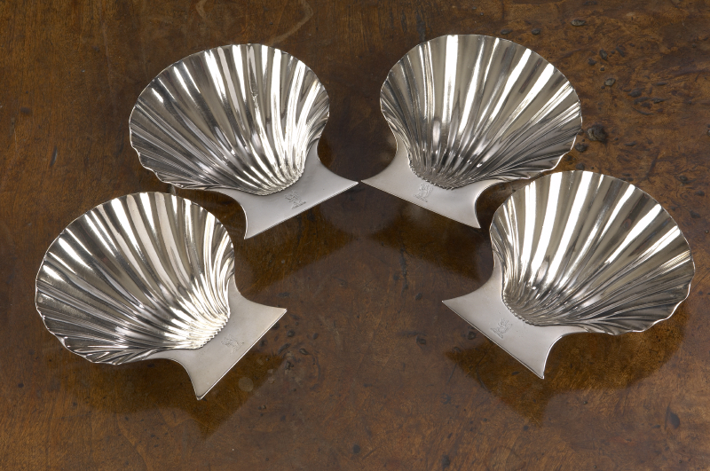 A set of four George II shell dishes